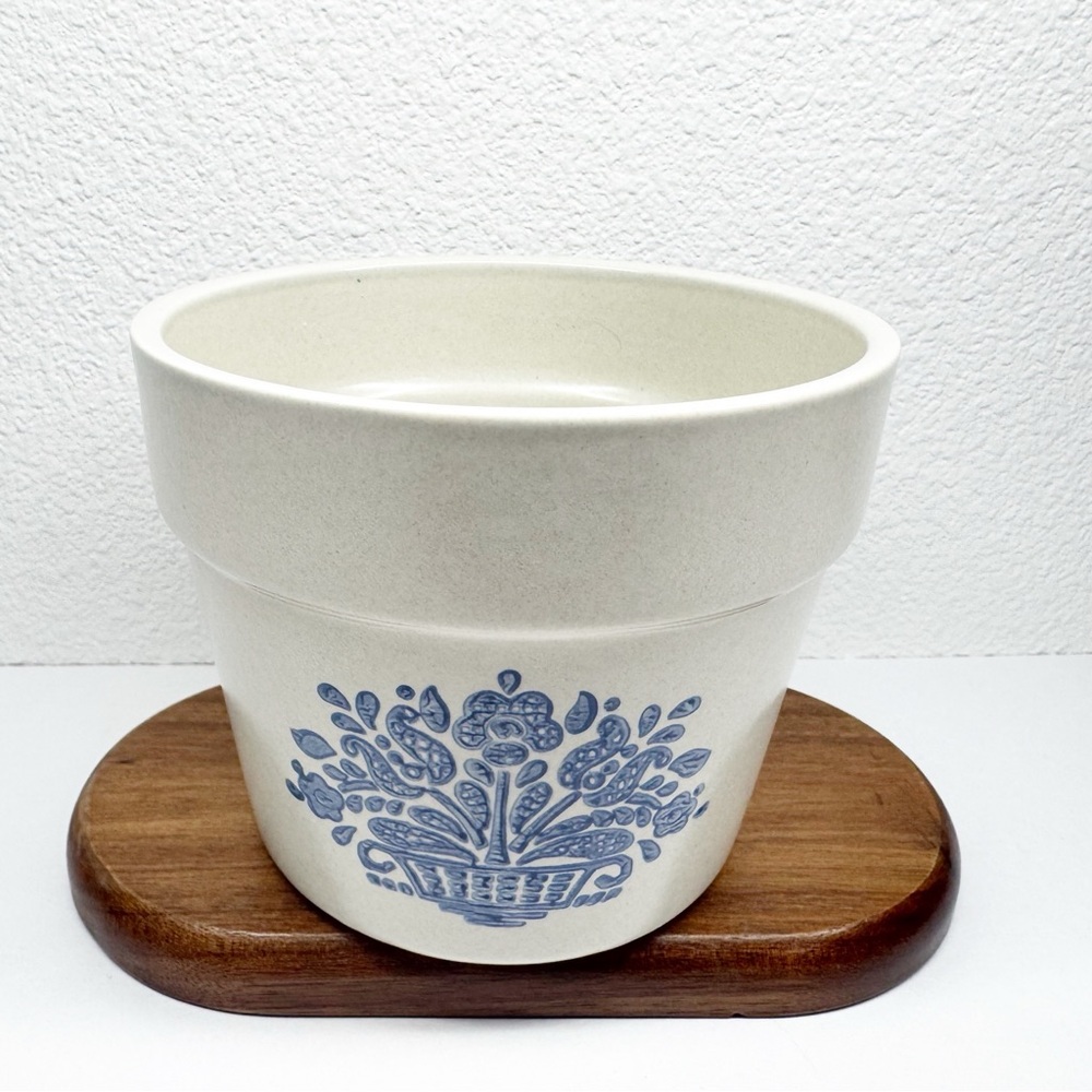 Vintage 80s 1982 Pfaltzgraff Floral Basket Stoneware Flower Pot